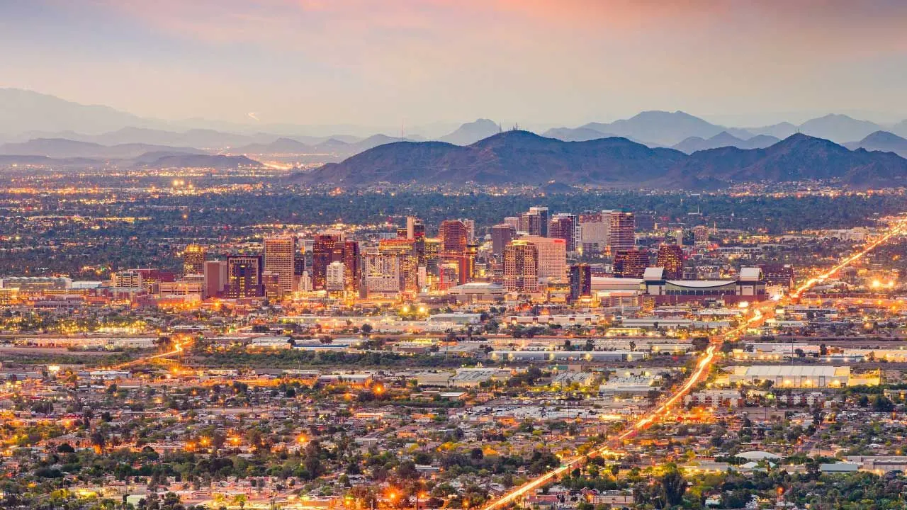 Phoenix skyline at dusk