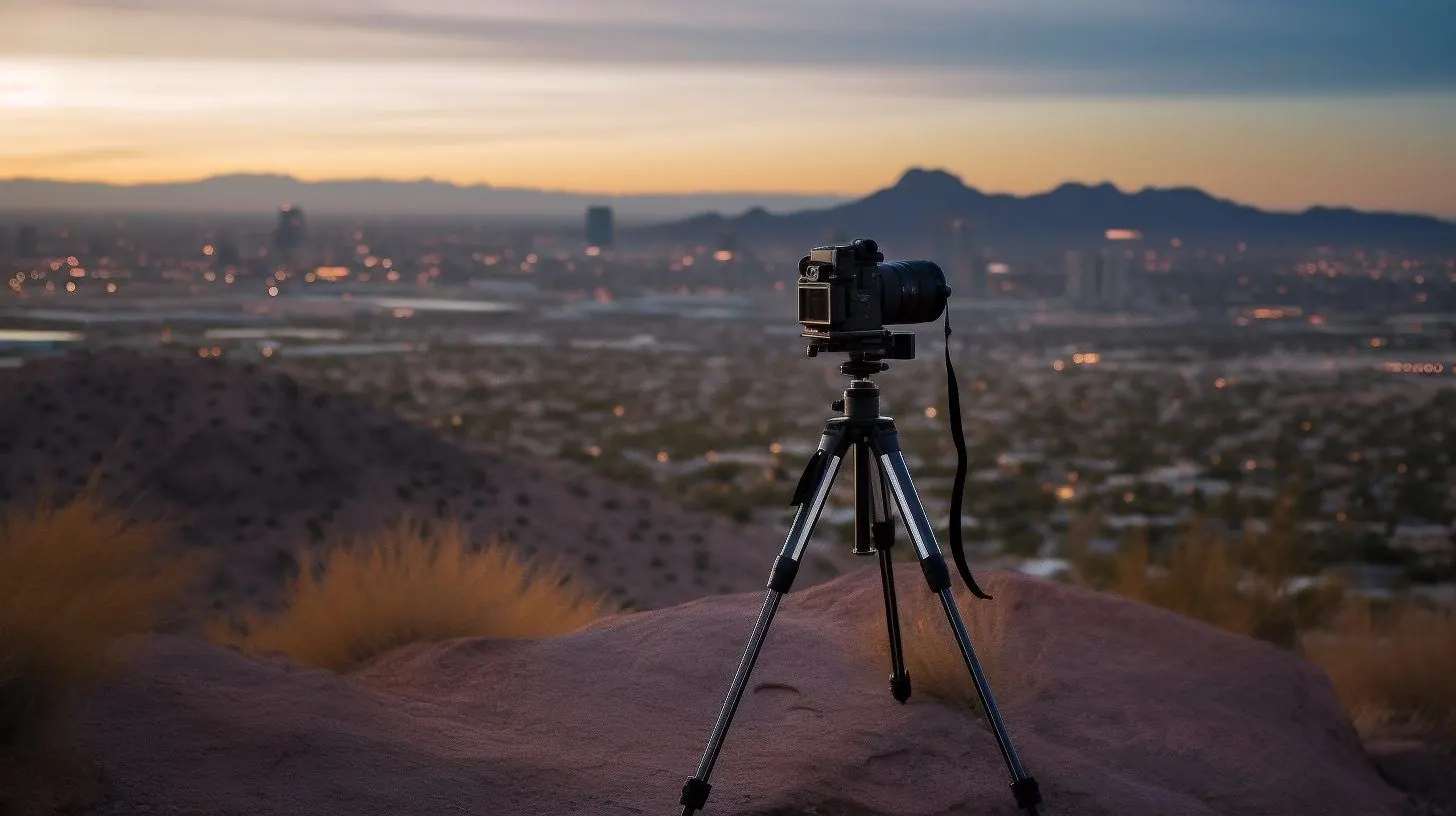 Camera overlooking phoenix at dusk
